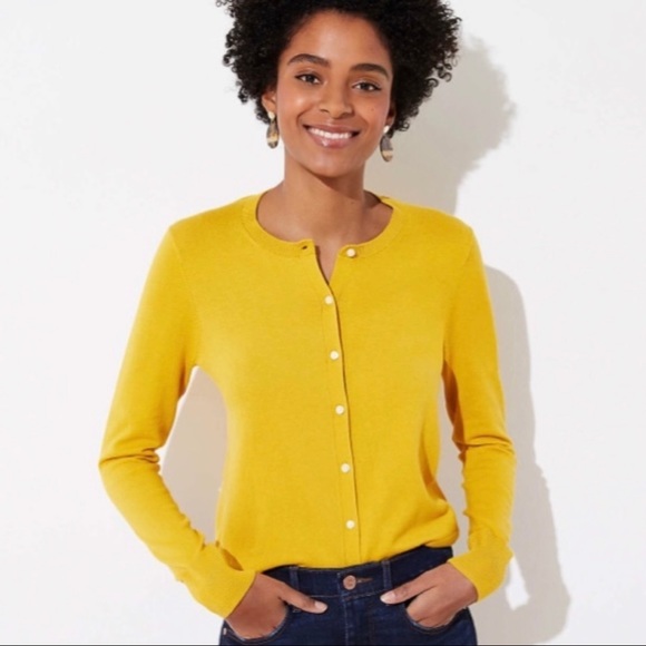 Womens Cardigan Loft Yellow Cardigan Loft Mustard Sweater